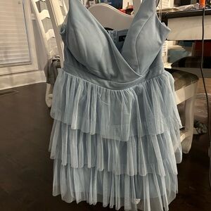 Elegant Blue Tiered Dress